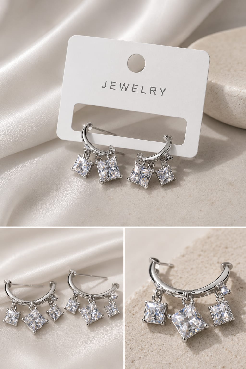 Elegant Crystal Charm Hoop Earrings
