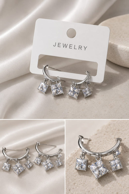 Elegant Crystal Charm Hoop Earrings